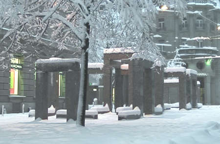 Pavillon im Schnee